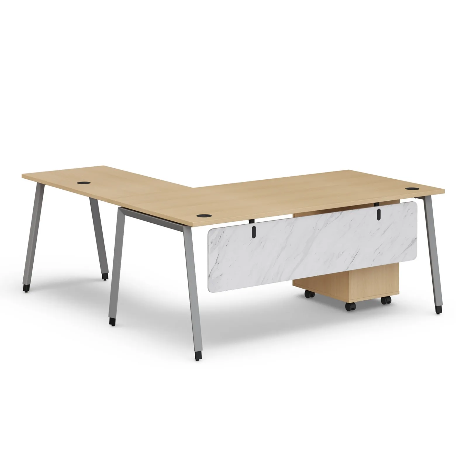 Holloway 71” L-Desk w/ 3-Drawer Mobile File Pedestal