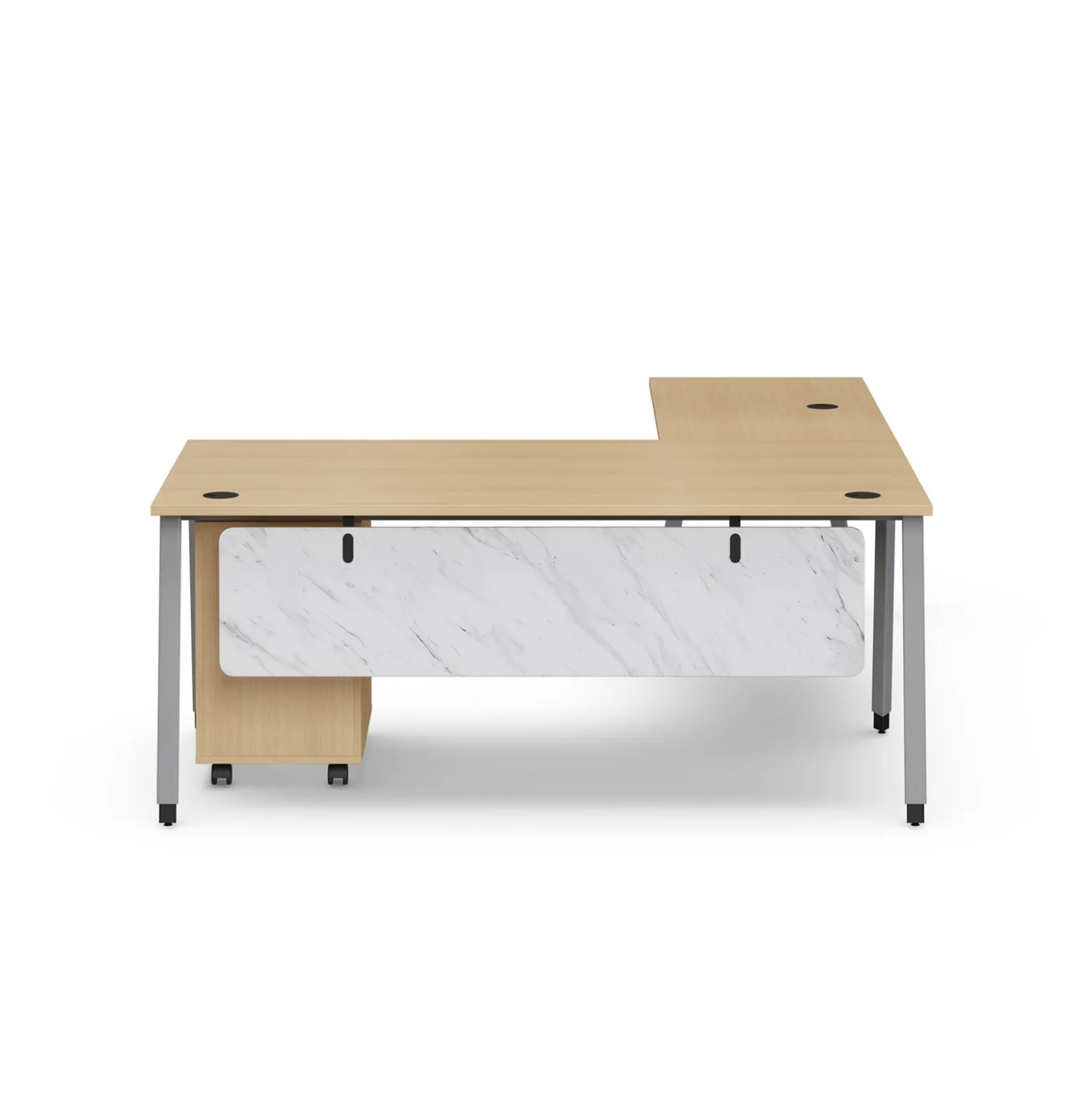 Holloway 71” L-Desk w/ 3-Drawer Mobile File Pedestal