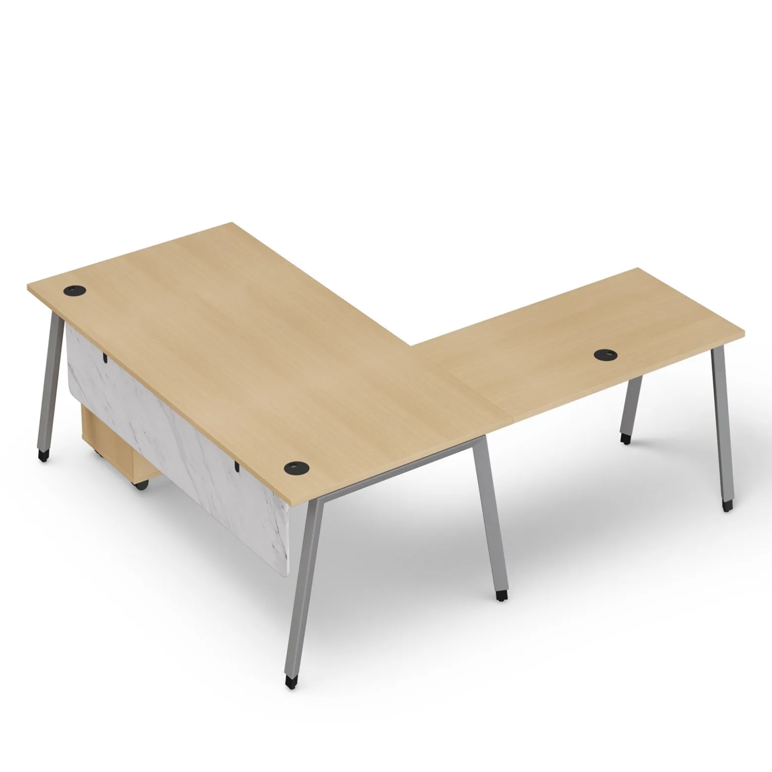 Holloway 71” L-Desk w/ 3-Drawer Mobile File Pedestal