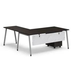 Holloway 71” L-Desk w/ 3-Drawer Mobile File Pedestal