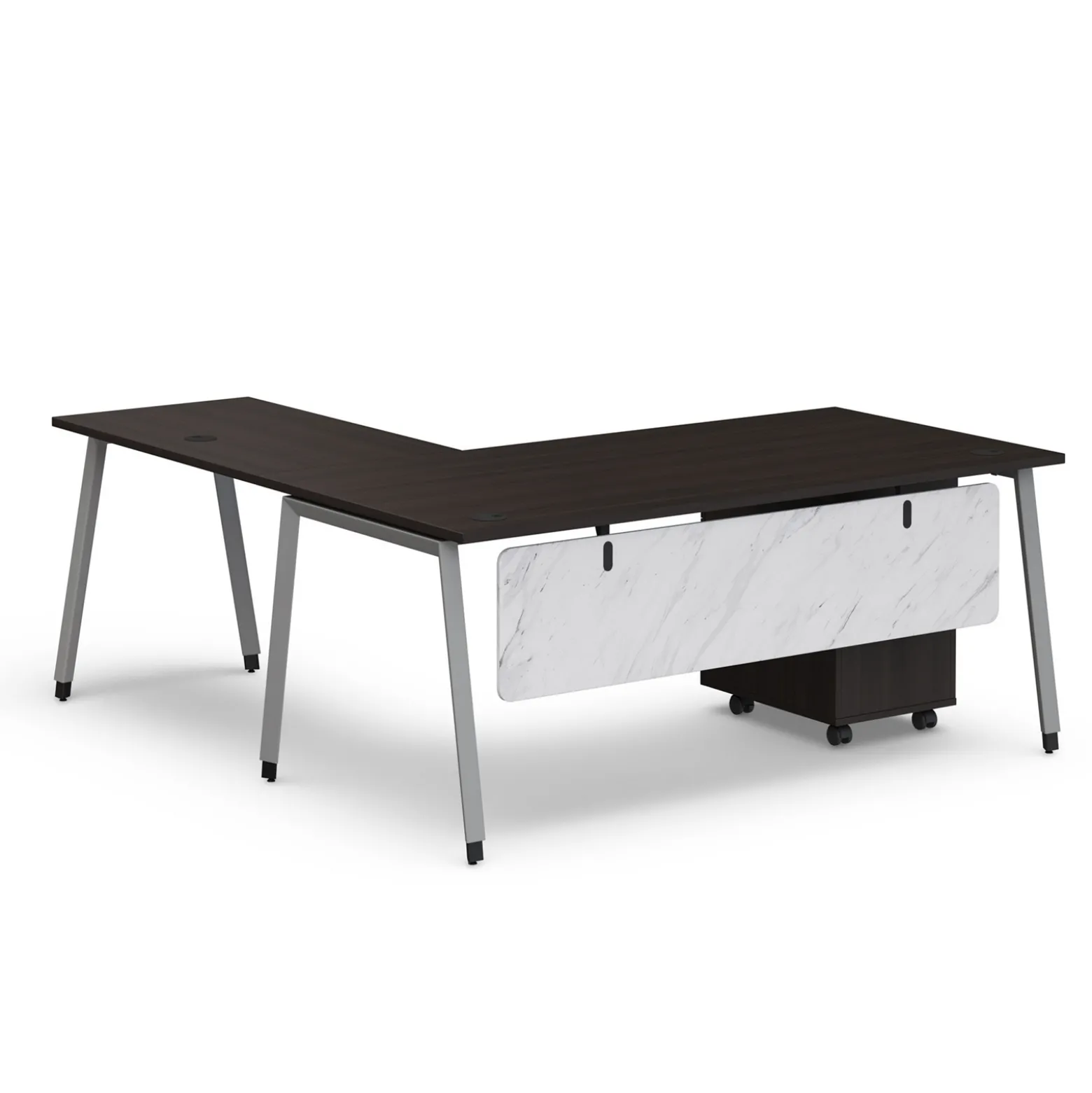 Holloway 71” L-Desk w/ 3-Drawer Mobile File Pedestal