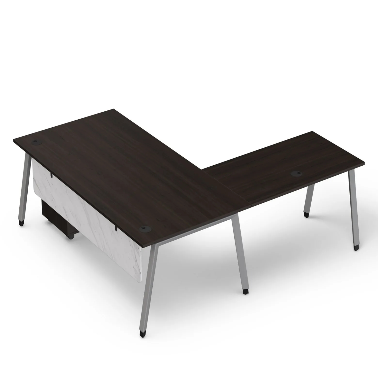 Holloway 71” L-Desk w/ 3-Drawer Mobile File Pedestal