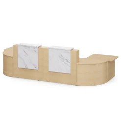 Holloway Double Reception Desk w/ 2 Curved and ADA Returns –157”Wx63”D