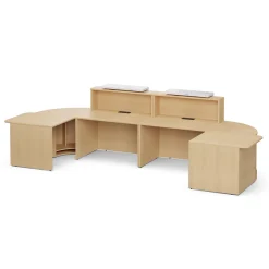 Holloway Double Reception Desk w/ 2 Curved and ADA Returns –157”Wx63”D