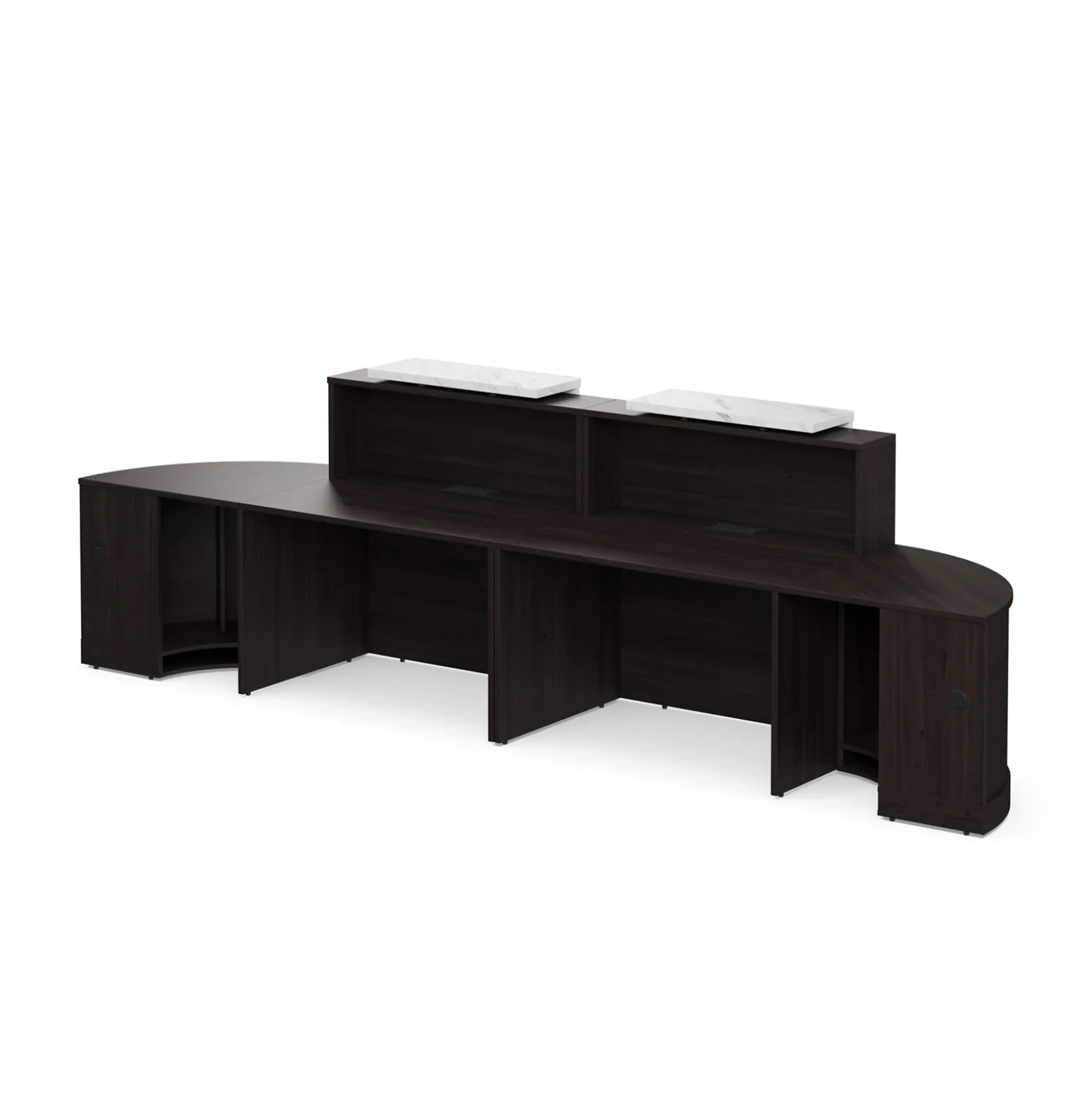 Holloway Double Reception Desk w/ 2 Curved Returns – 157"Wx32”D