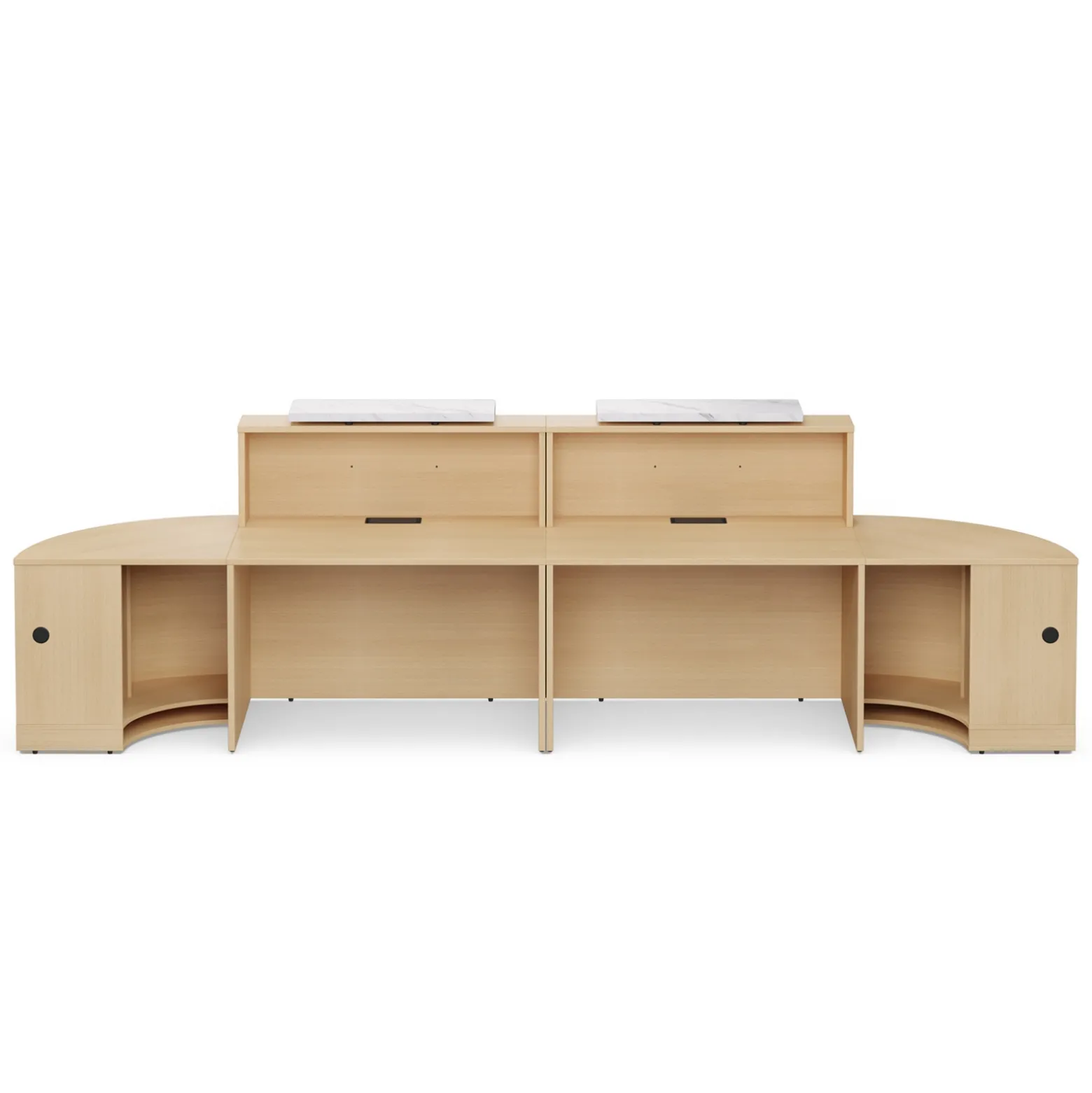 Holloway Double Reception Desk w/ 2 Curved Returns – 157"Wx32”D