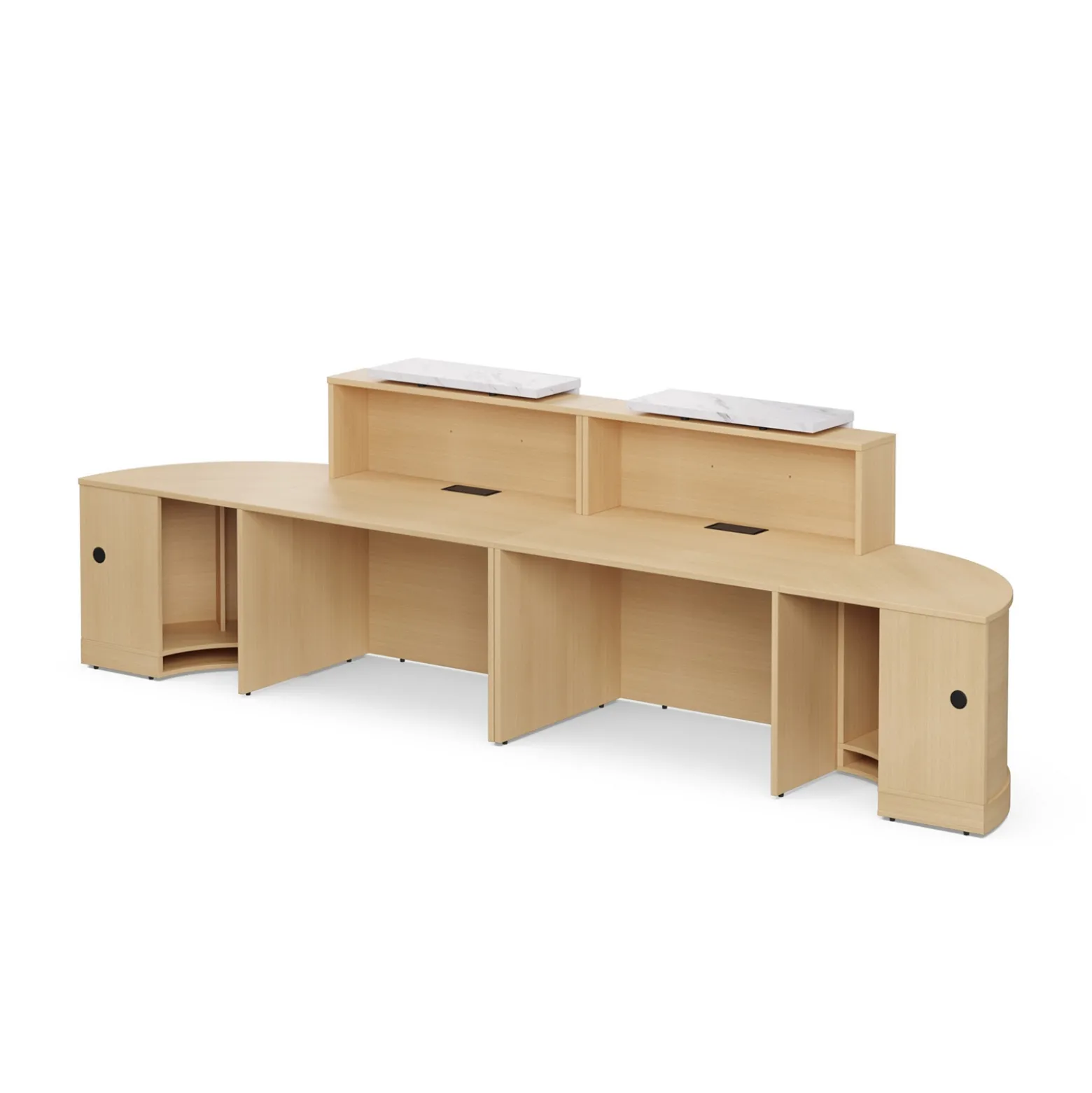 Holloway Double Reception Desk w/ 2 Curved Returns – 157"Wx32”D