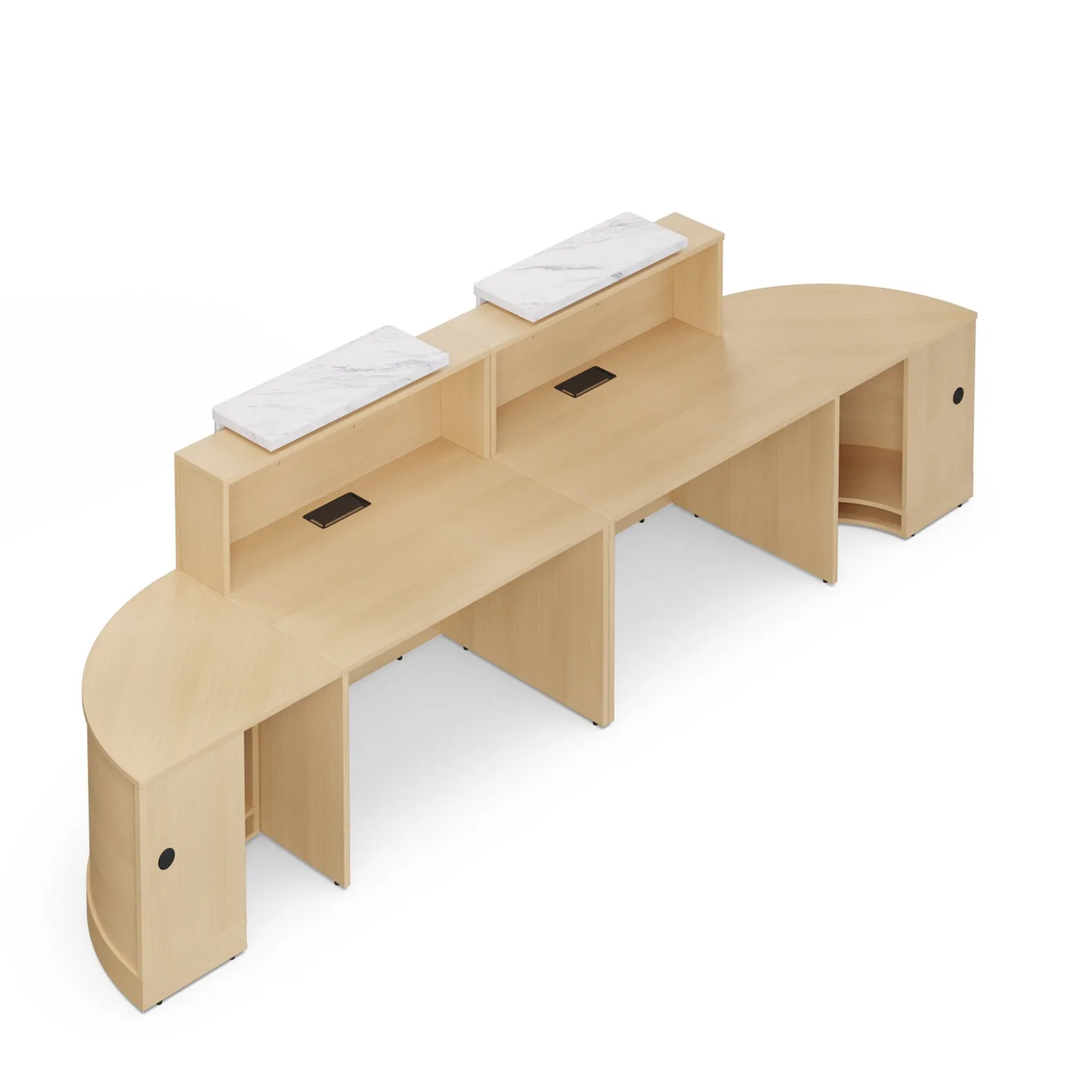 Holloway Double Reception Desk w/ 2 Curved Returns – 157"Wx32”D
