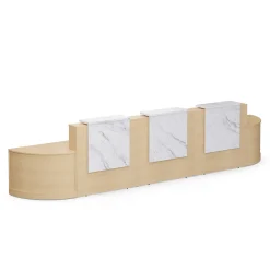 Holloway Triple Reception Desk w/ 2 Curved Returns – 204.5”Wx32”D