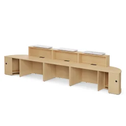 Holloway Triple Reception Desk w/ 2 Curved Returns – 204.5”Wx32”D