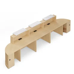 Holloway Triple Reception Desk w/ 2 Curved Returns – 204.5”Wx32”D