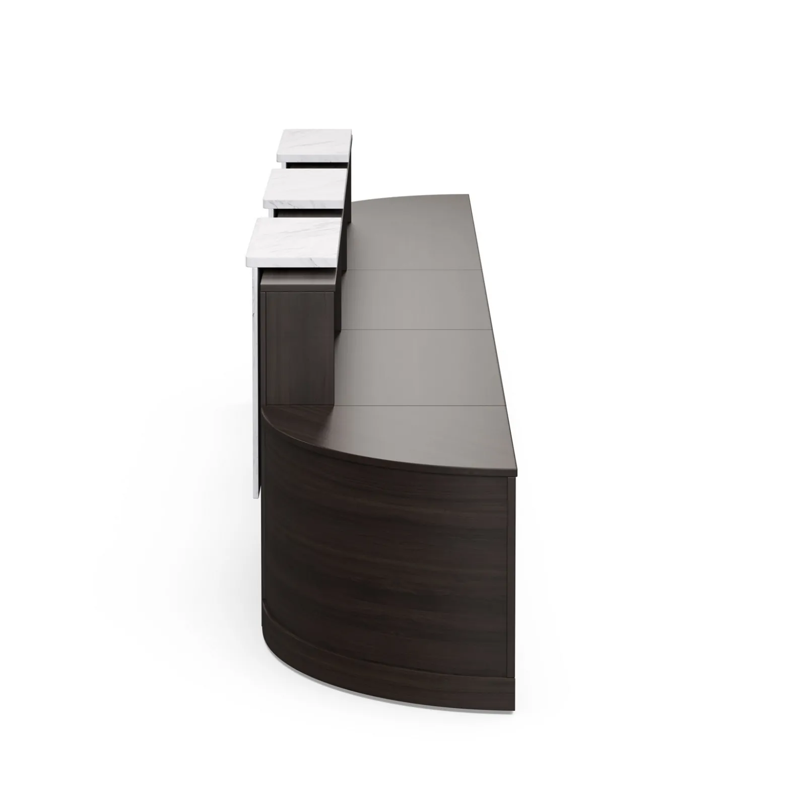Holloway Triple Reception Desk w/ 2 Curved Returns – 204.5”Wx32”D
