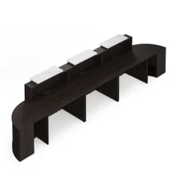 Holloway Triple Reception Desk w/ 2 Curved Returns – 204.5”Wx32”D