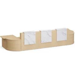 Holloway Triple Reception Desk w/ 2 Curved and ADA Returns – 204.5”Wx63”D