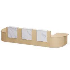 Holloway Triple Reception Desk w/ 2 Curved and ADA Returns – 204.5”Wx63”D