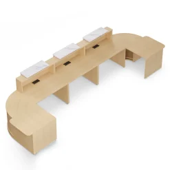 Holloway Triple Reception Desk w/ 2 Curved and ADA Returns – 204.5”Wx63”D