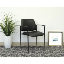 Hume Vinyl Stacking Guest Chair with Waterfall Seat and Steel Frame
