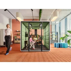 Hush Free Access L Collaboration Booth with ADA-Accessible Acoustic Design