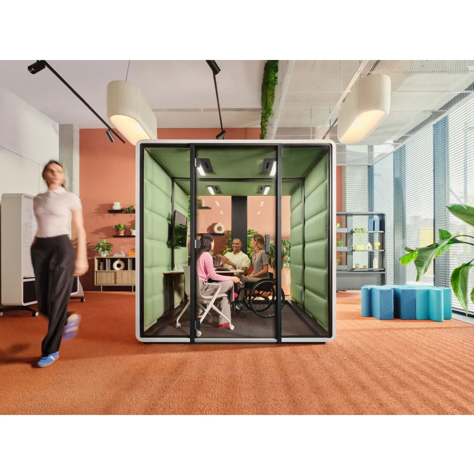 Hush Free Access L Collaboration Booth with ADA-Accessible Acoustic Design