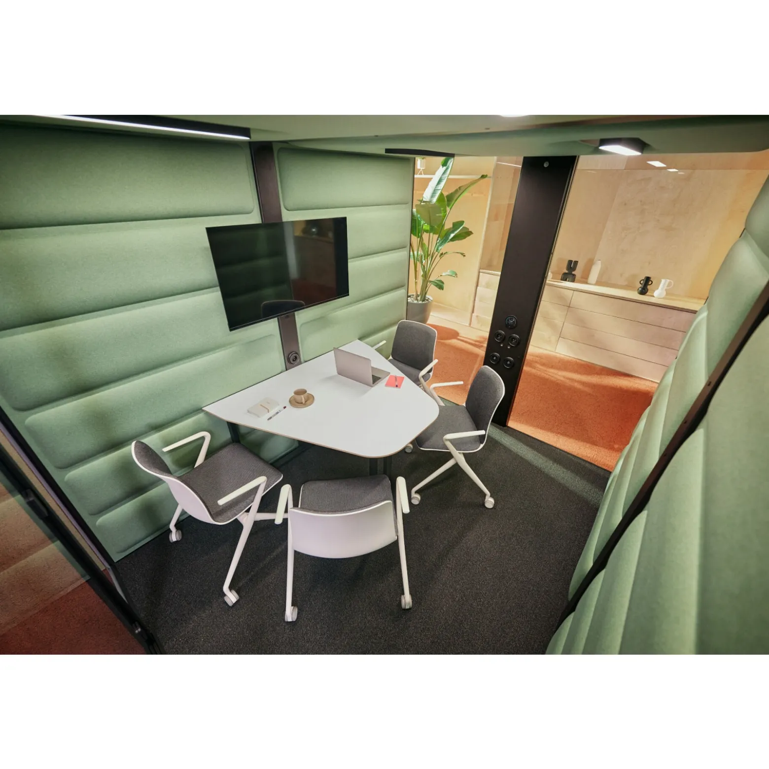 Hush Free L Collaboration Booth with High-Lux Lighting & Acoustic Privacy