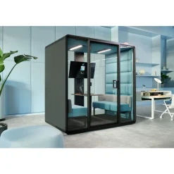 Hush Free M Collaboration Booth with Acoustic Glass Walls and 500 Lux Lighting