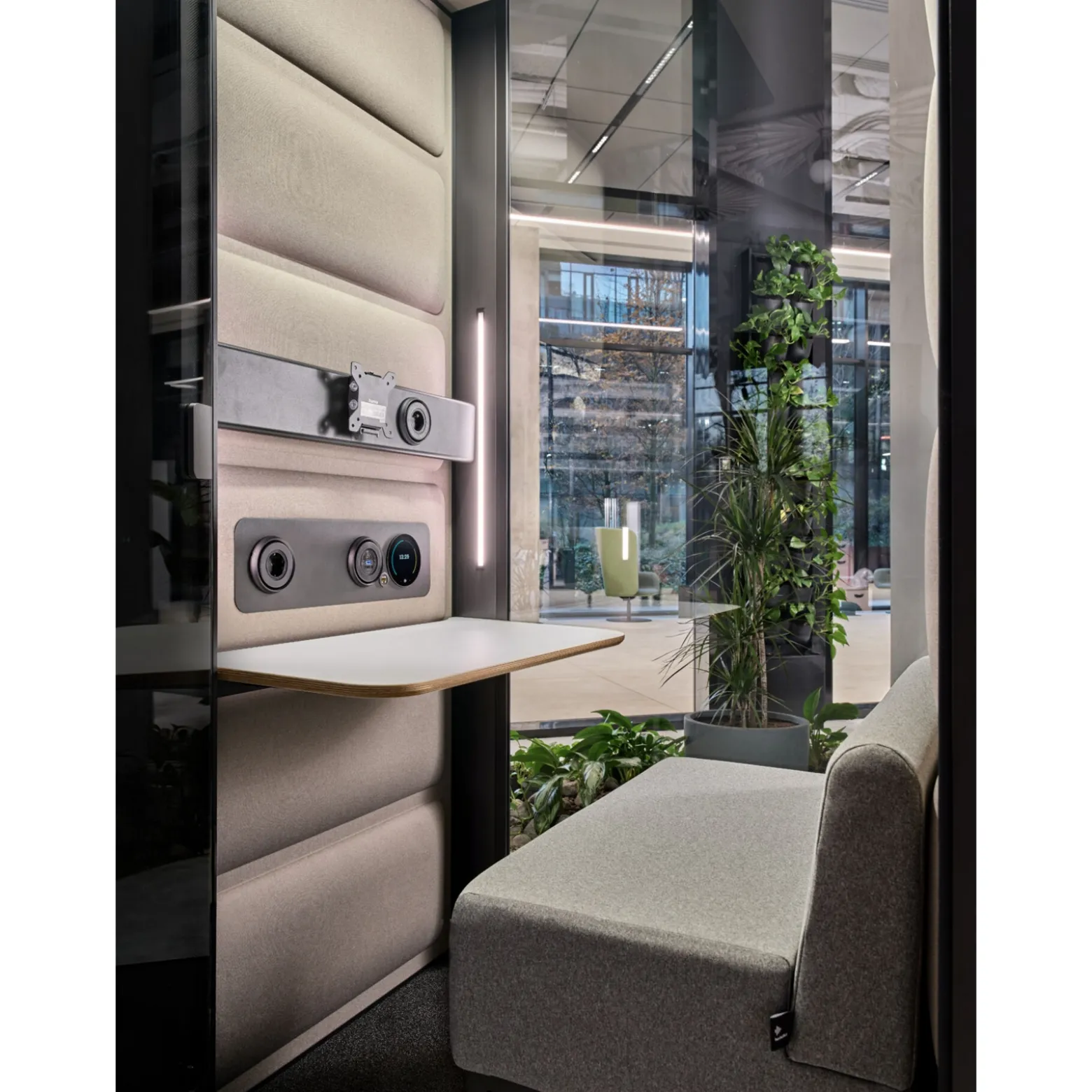 Hush Free S. Hybrid Privacy Booth with Face-Illuminating LED Lighting