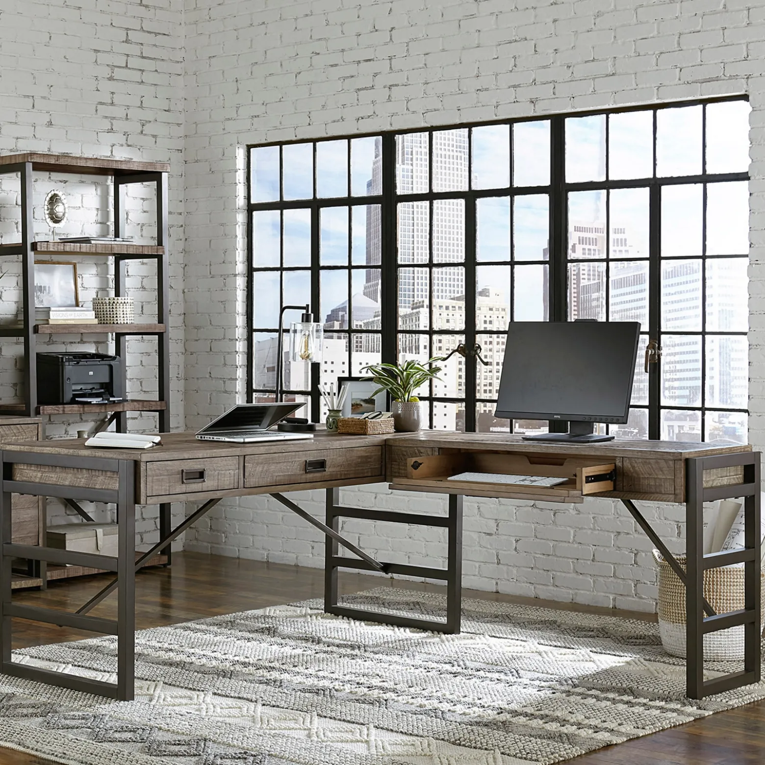 Huxley L-Shaped Desk w/ Reversible Return - 69"W x 79"D