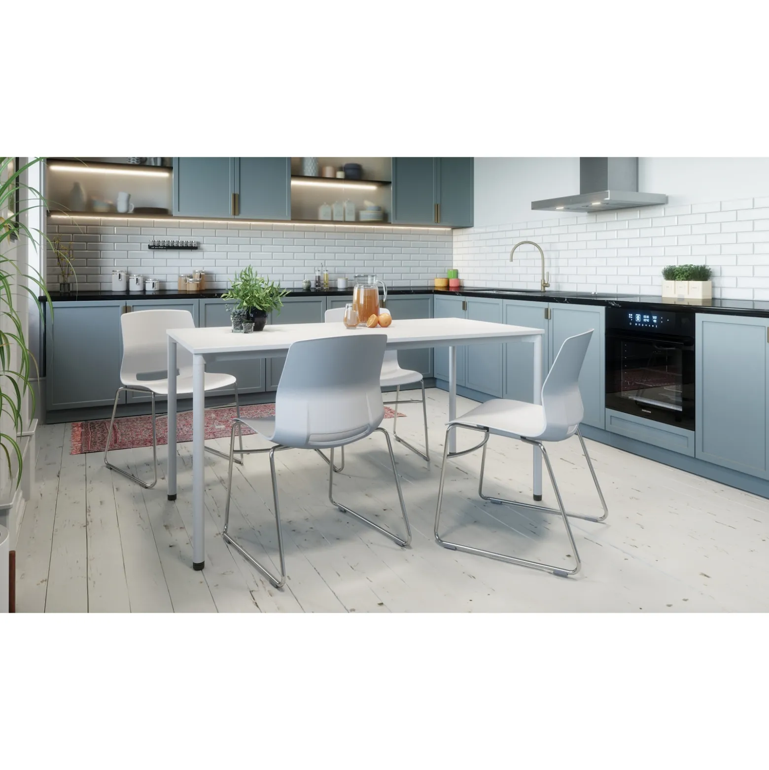 Imme Armless Chair with Sled Base