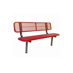 In-Ground Mount Diamond Pattern Steel Bench - 8'W