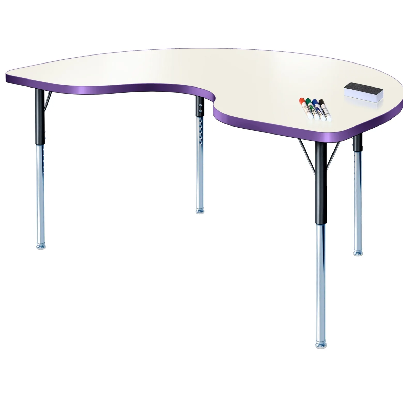 Kidney White Board Table Top - 72"W x 20.5-29.5"H