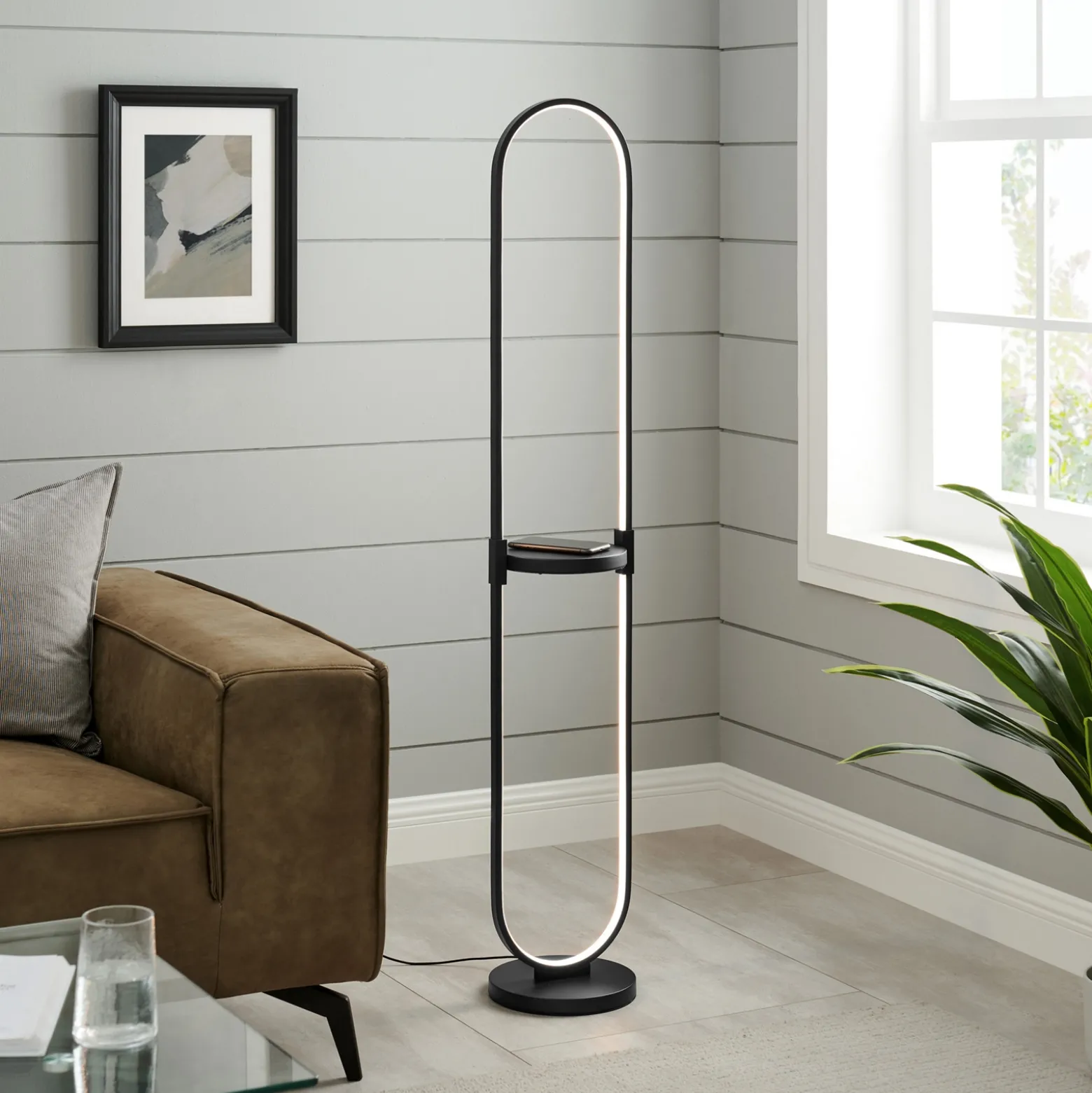 LED Column Floor Lamp w/ Charging - 56"H