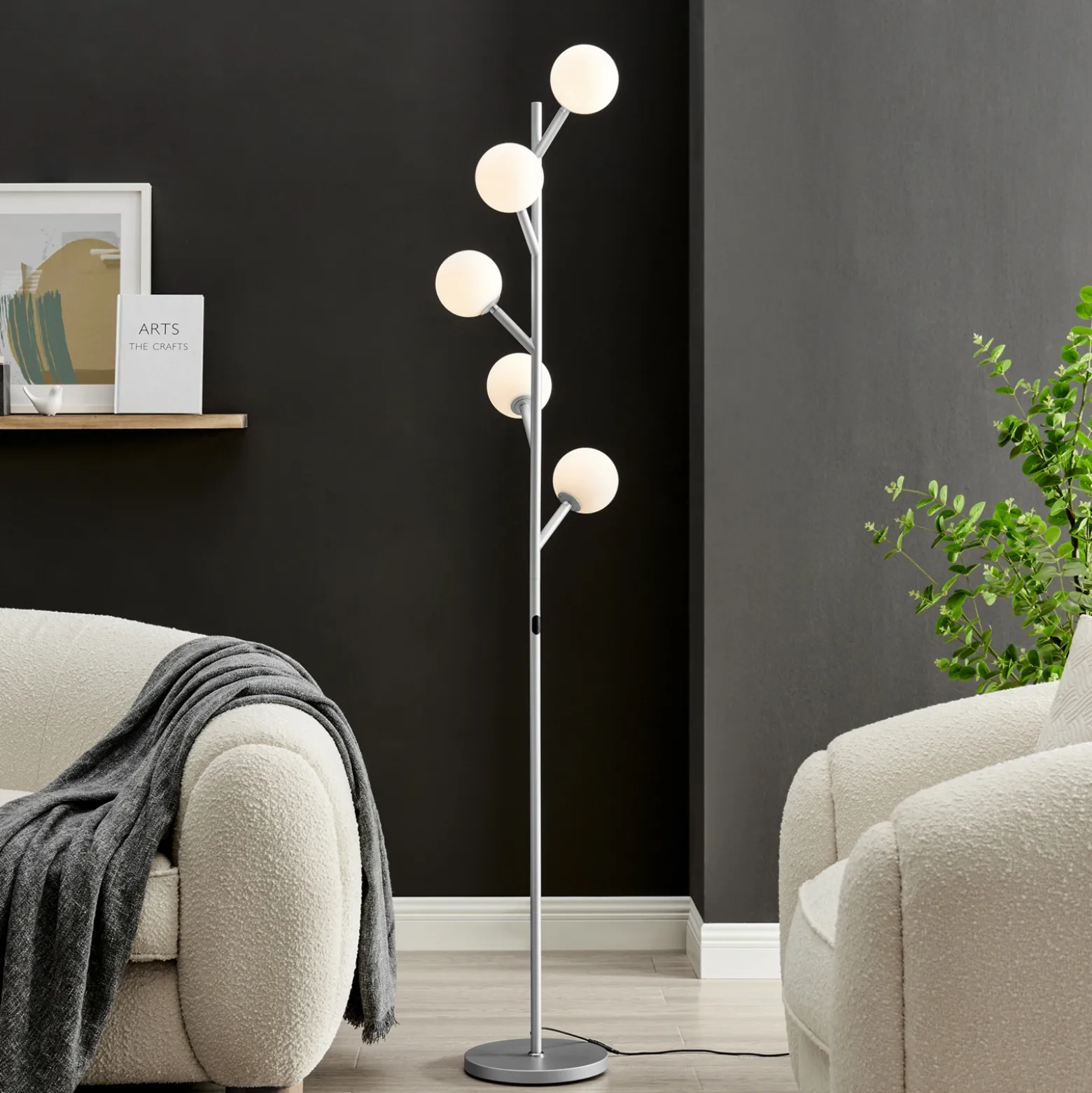 LED 5-Lite Floor Lamp Globe Tree - 71.5"H