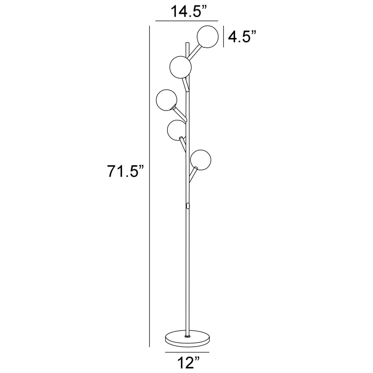 LED 5-Lite Floor Lamp Globe Tree - 71.5"H