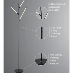 LED 3-Lite Floor Lamp Tree - 74.5