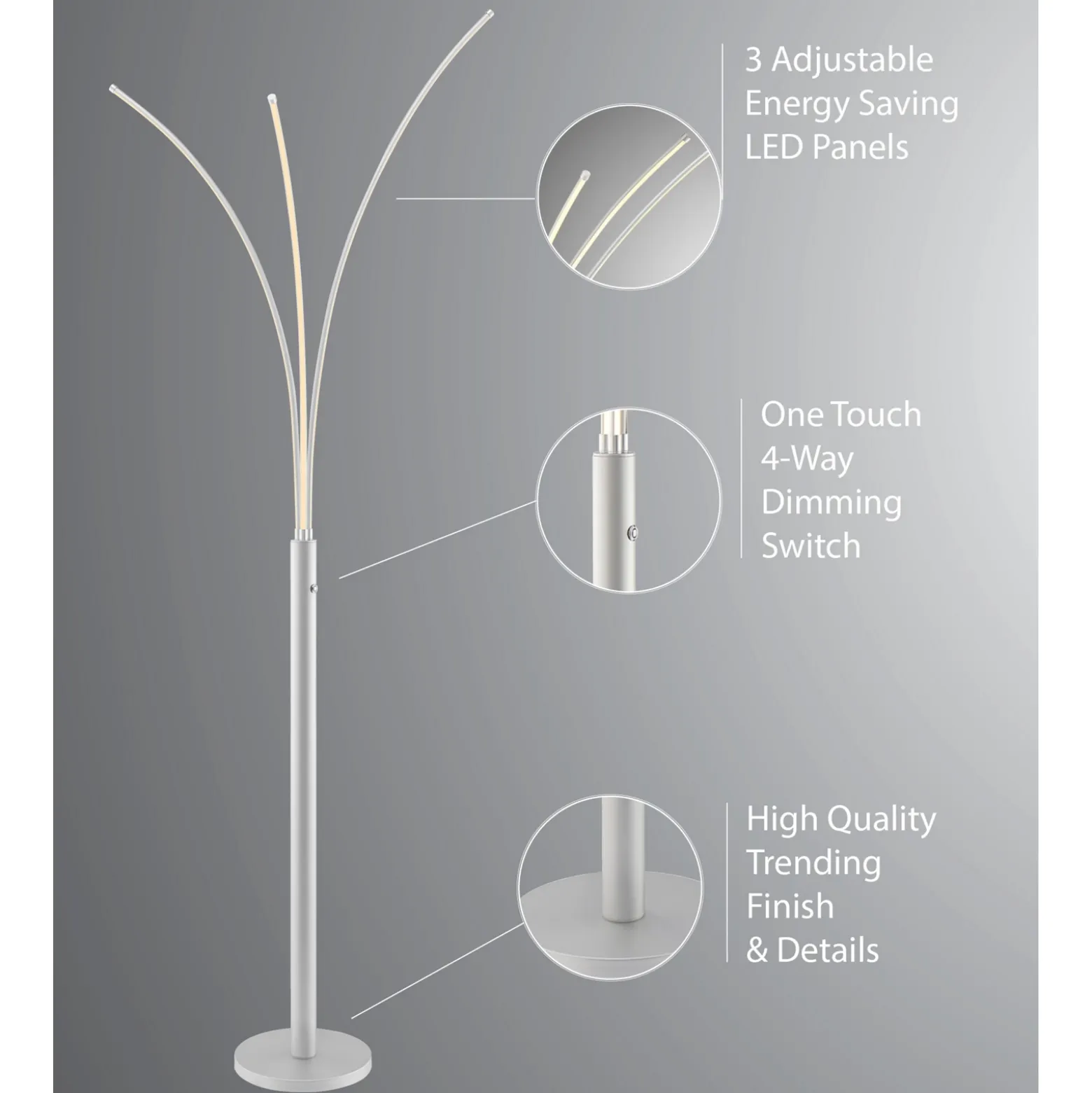 LED 3-Lite Mini Arch Floor Lamp - 80.75"H