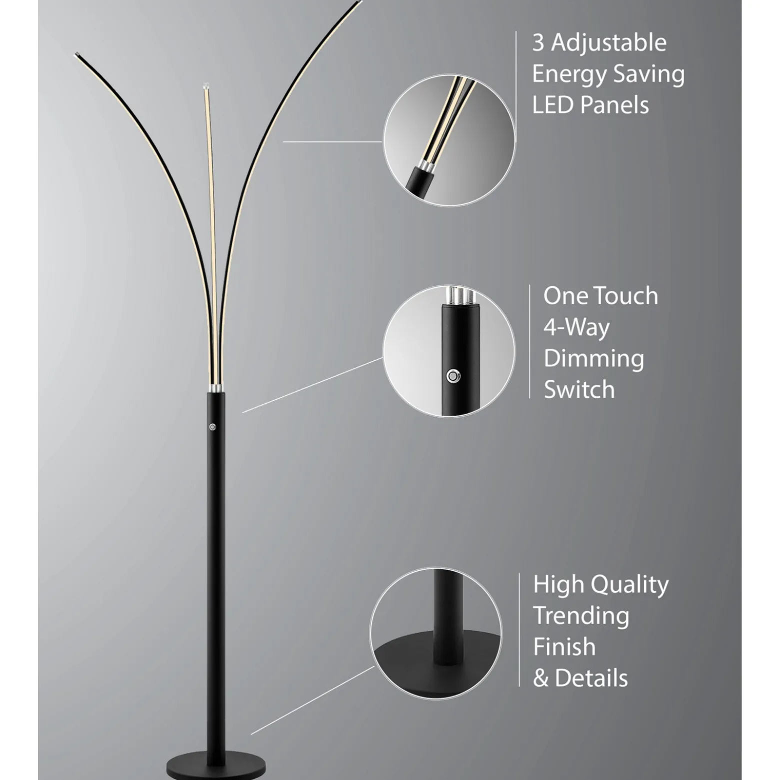 LED 3-Lite Mini Arch Floor Lamp - 80.75"H