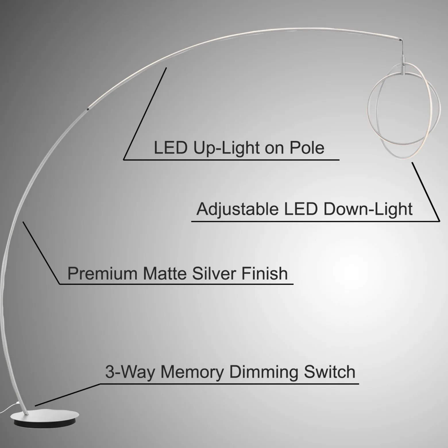 LED Modern Orb Arc Floor Lamp 83"H