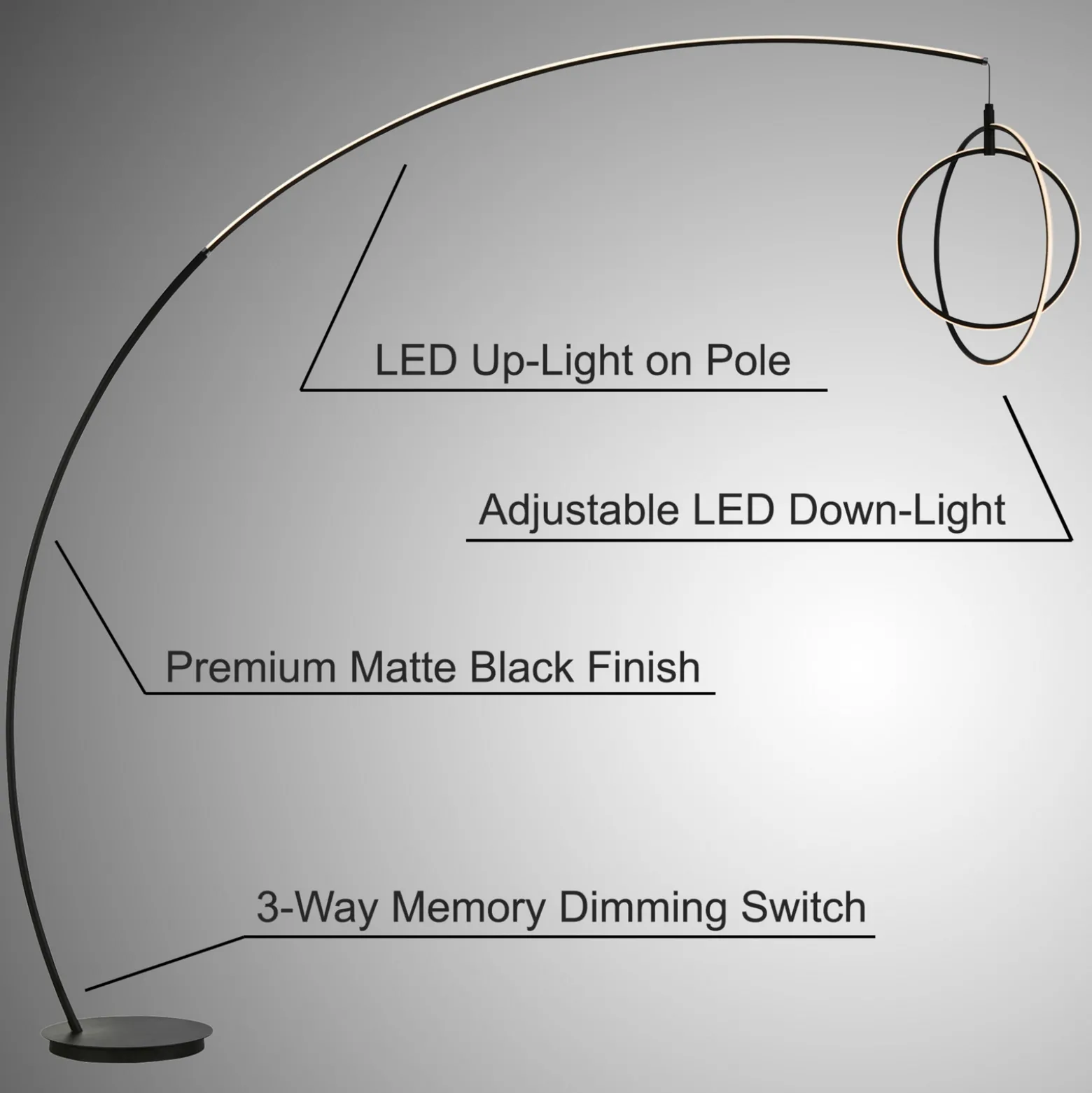 LED Modern Orb Arc Floor Lamp 83"H