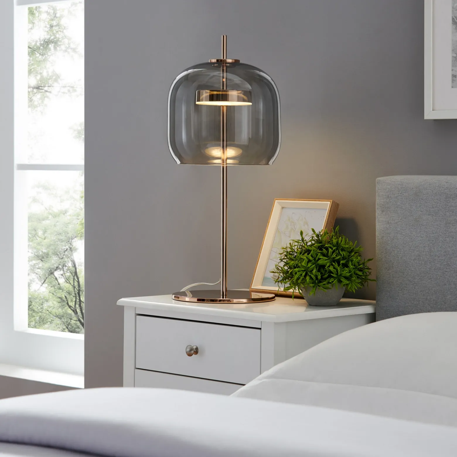 LED Smoke Gold Table Lamp Accent - 25"H