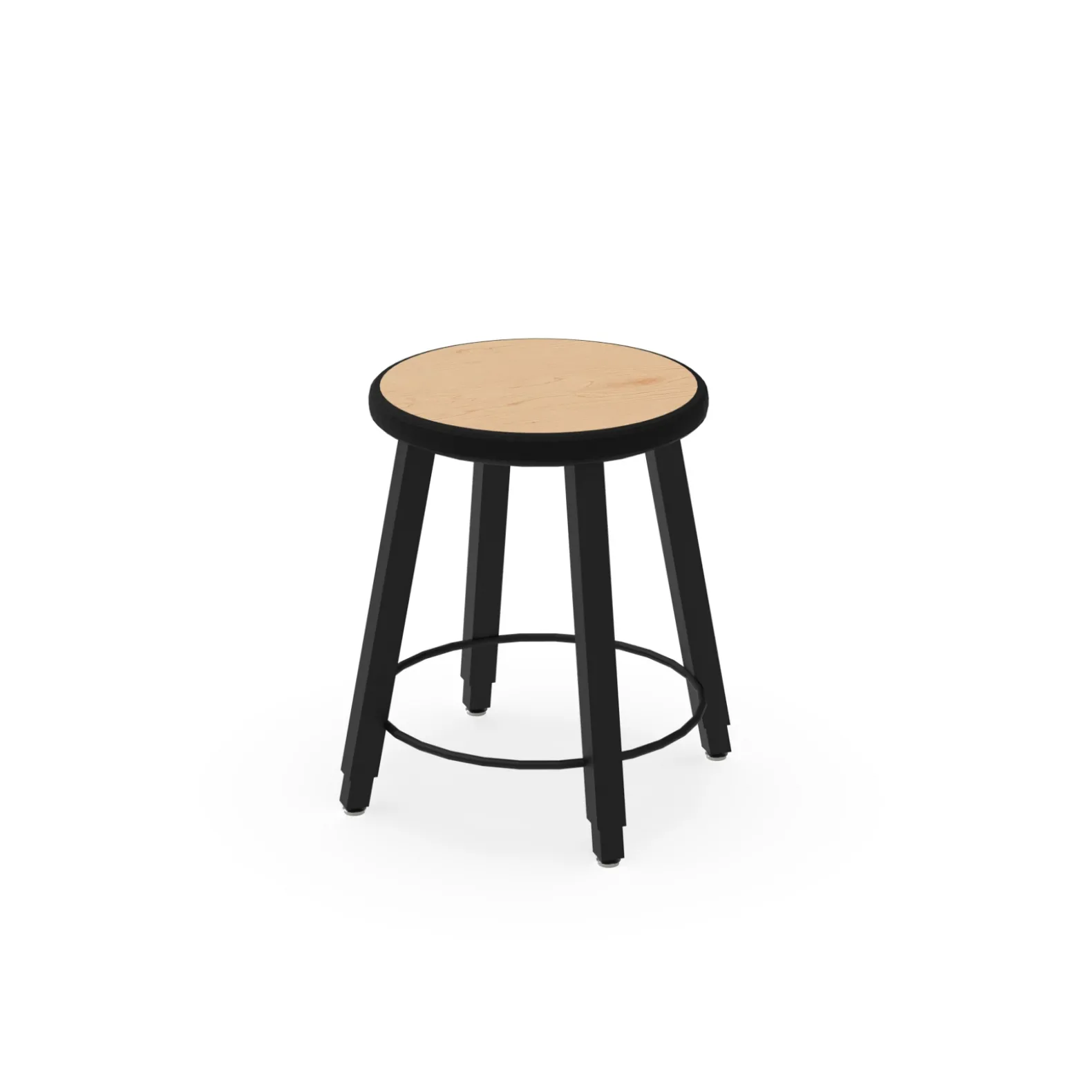 4-Legged Adjustable Square Tube Stool with Laminate Seat - 18-28H