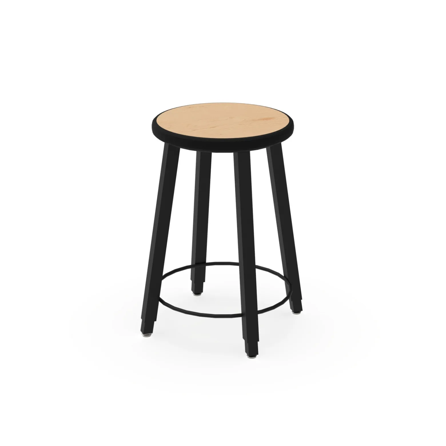 4-Legged Adjustable Square Tube Stool with Laminate Seat - 22-32H