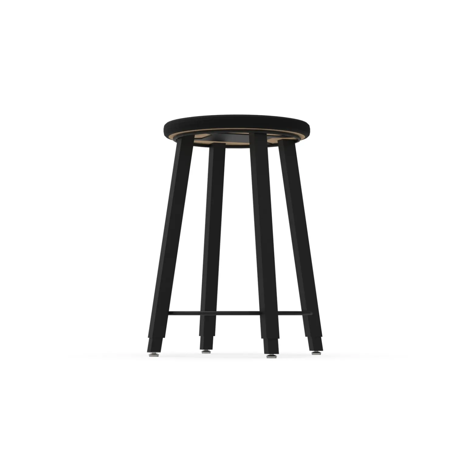 4-Legged Adjustable Square Tube Stool with Laminate Seat - 22-32H