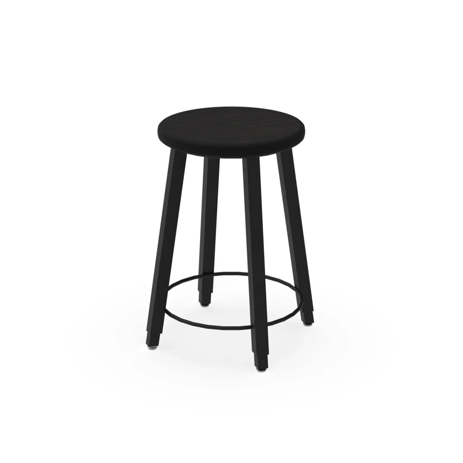 4-Legged Adjustable Square Tube Stool with Laminate Seat - 22-32H