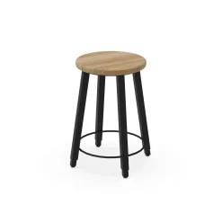 4-Legged Square Tube Adjustable Stool with Hardwood Seat - 22-32H