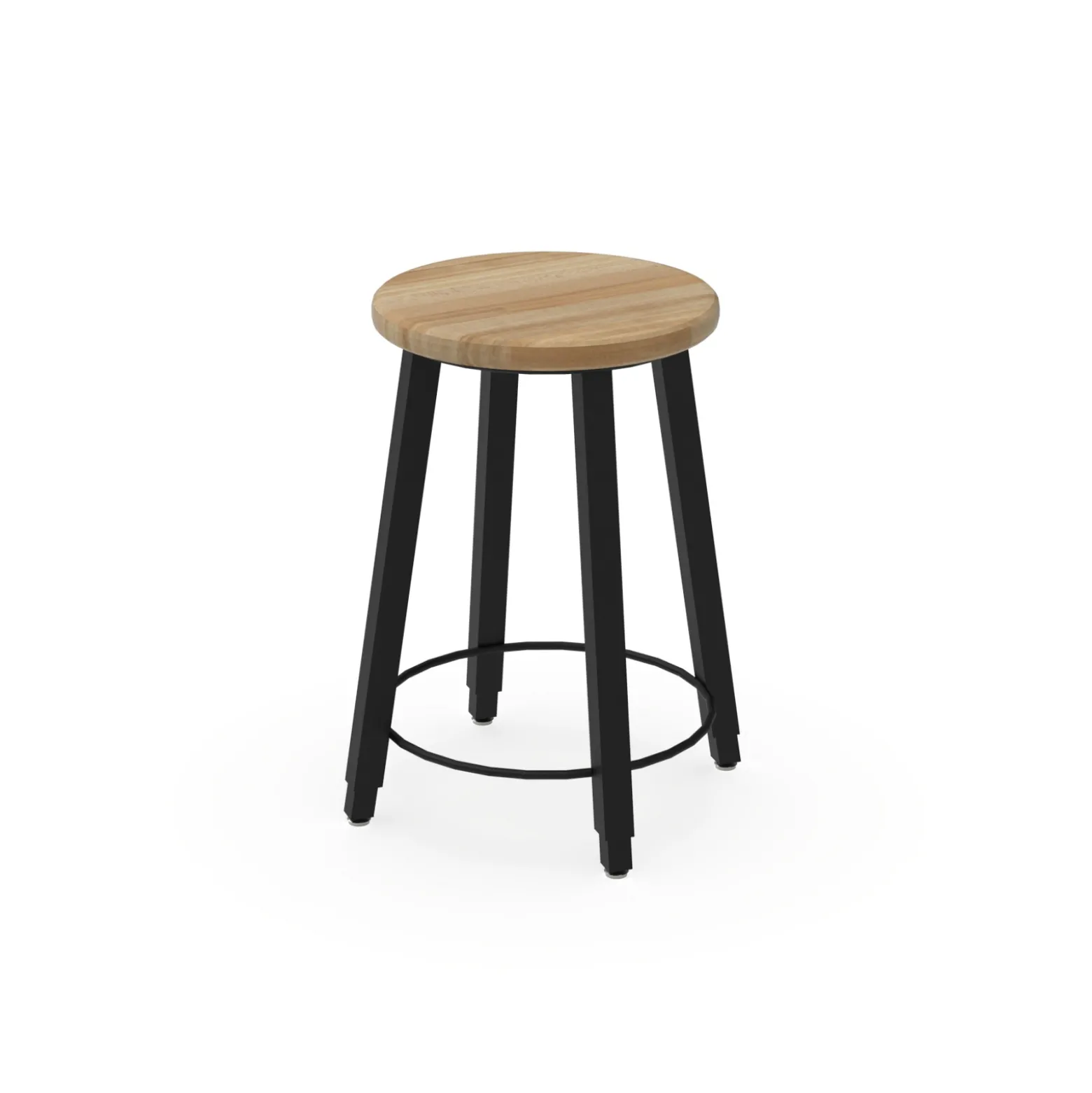 4-Legged Square Tube Adjustable Stool with Hardwood Seat - 22-32H