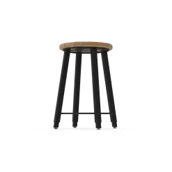 4-Legged Square Tube Adjustable Stool with Hardwood Seat - 22-32H