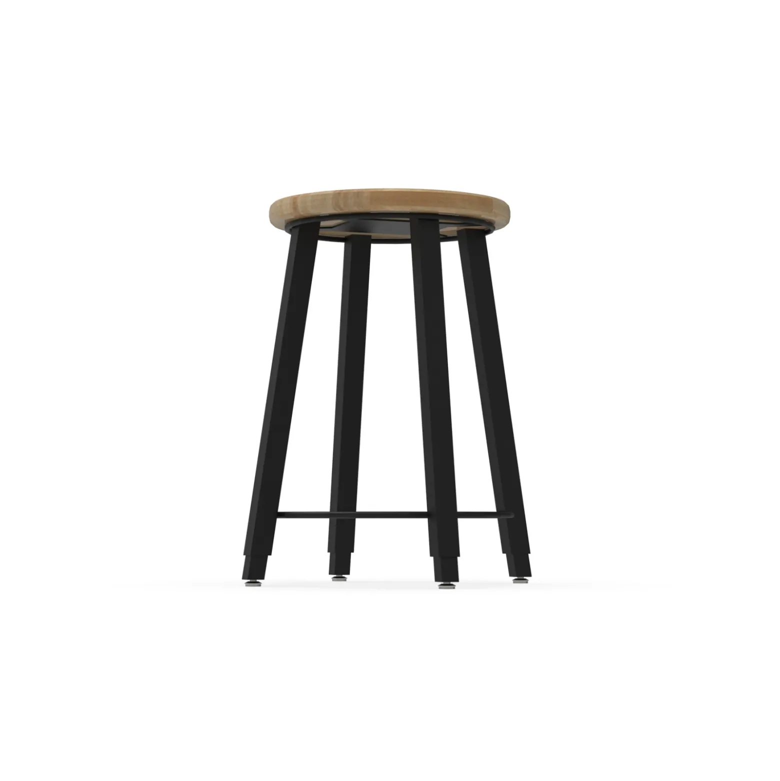 4-Legged Square Tube Adjustable Stool with Hardwood Seat - 22-32H