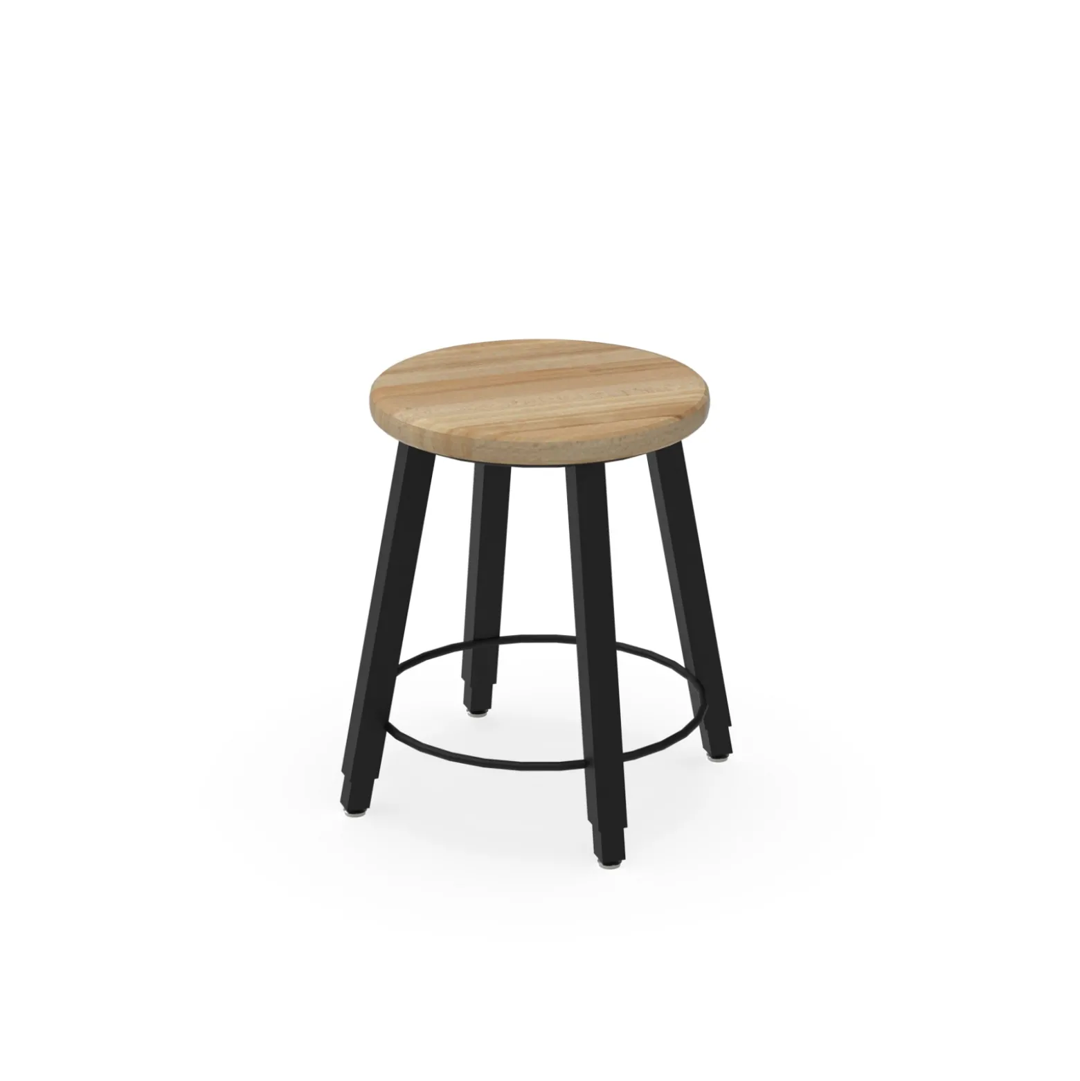 4-Legged Square Tube Adjustable Stool with Hardwood Seat - 18-28"H