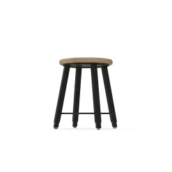 4-Legged Square Tube Adjustable Stool with Hardwood Seat - 18-28"H