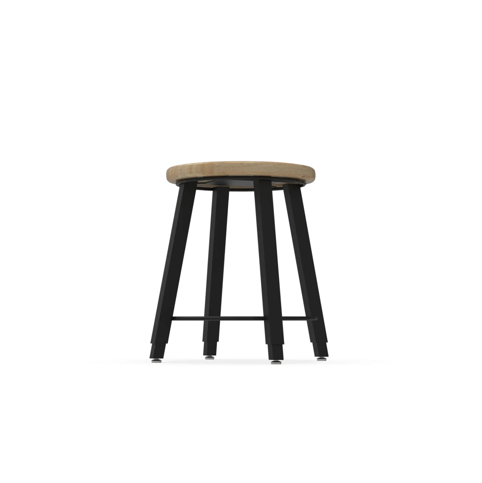 4-Legged Square Tube Adjustable Stool with Hardwood Seat - 18-28"H